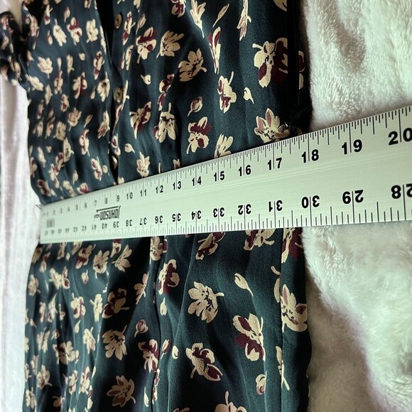 Sundance Womens Floral Print Silk Midi Dress Size 10 Black Red Short Sleeve Boho - Picture 7 of 13